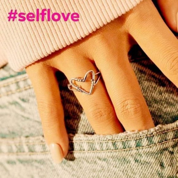 Heart On Fire Boutique Jewelry - Heart SIlver Ring- SELF LOVE
